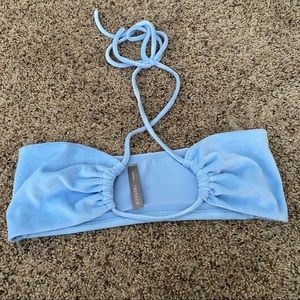 Blue velvet cross crop top